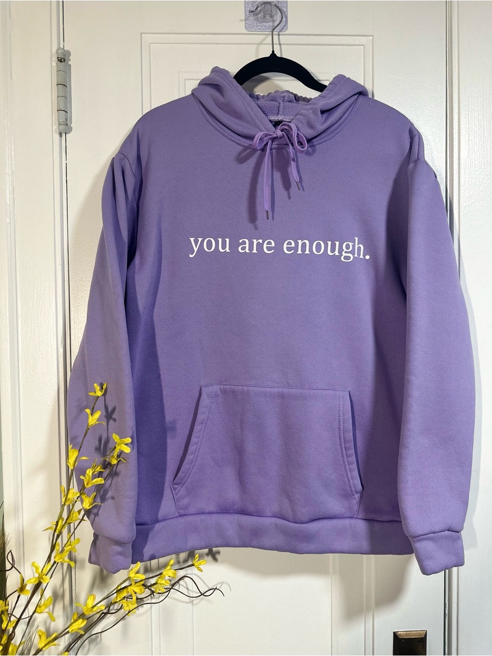 Lavender "You Are Enough" Pullover Hoodie - Women's Sweatshirt